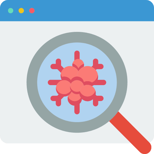 Website healthcare and medical browser magnifying glass icon