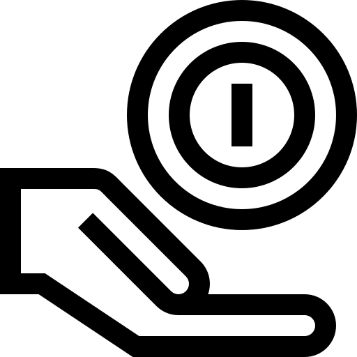 Profit earnings hand dollar icon