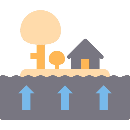 Flooded house climate change waves house icon Flooded house climate change waves house icon