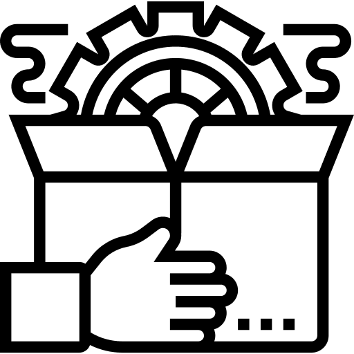 Product unboxing hand developer icon