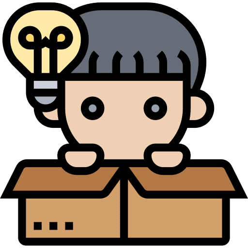 Think outside the box creativity creative user icon