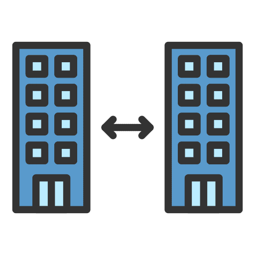 Marketing combine building transfer icon Marketing combine building transfer icon