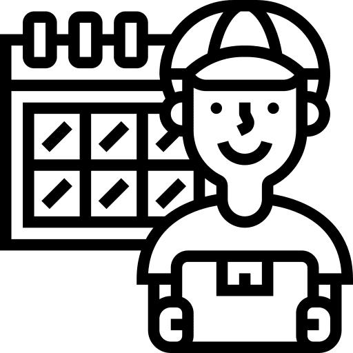 Calendar shipping and delivery time and date delivery box icon
