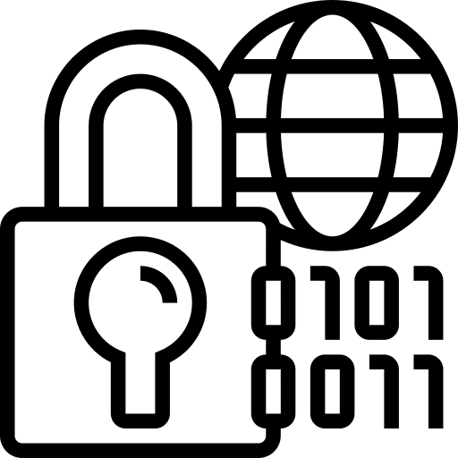 Cyber security protection earth grid icon