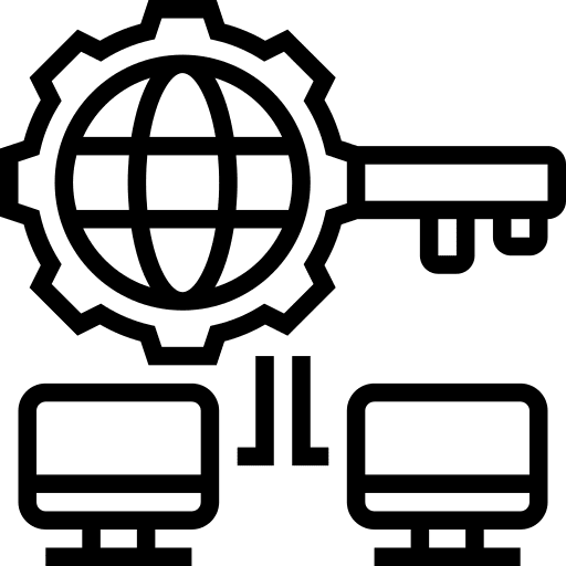 Remote access computer globe online work icon