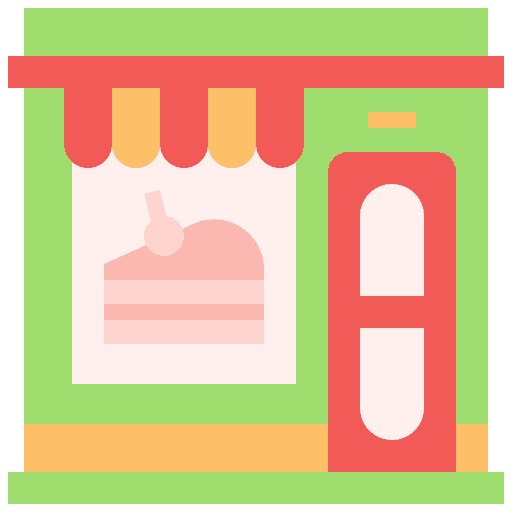 Cake shop building architecture and city store icon