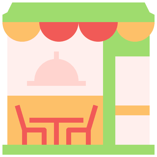 Bistro food and restaurant architecture and city bistro icon