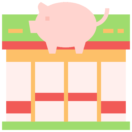 Pork building pork shop icon