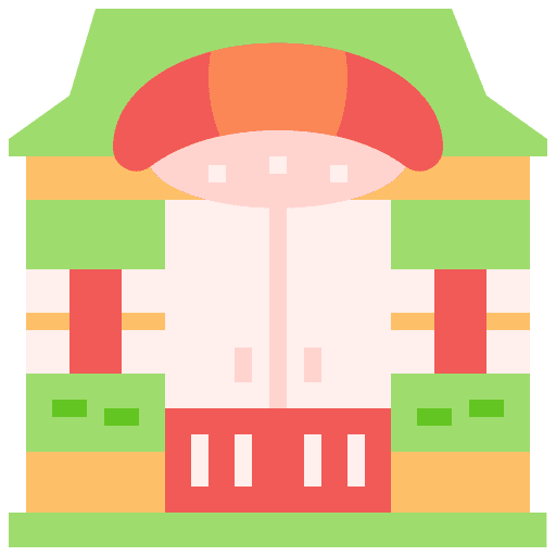 Sushi food and restaurant building architecture and city icon Sushi food and restaurant building architecture and city icon