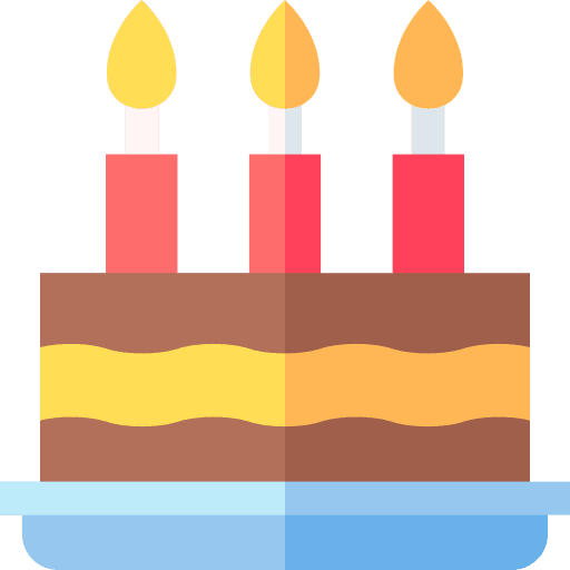 Cake sweet birthday and party candle icon
