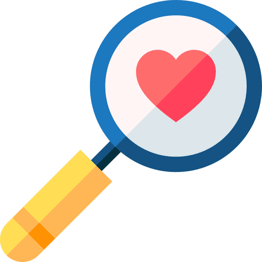 Lens heart lens magnifying glass icon Lens heart lens magnifying glass icon