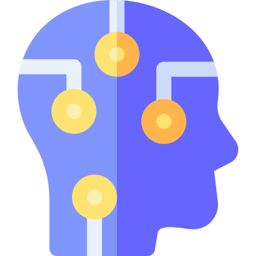 Artificial intelligence head machine learning blended learning icon