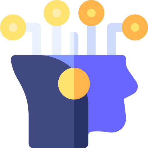 Robotic brain chip humanoid icon Robotic brain chip humanoid icon