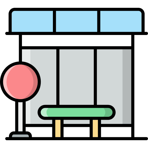 Bus stop bus station architecture and city signaling icon
