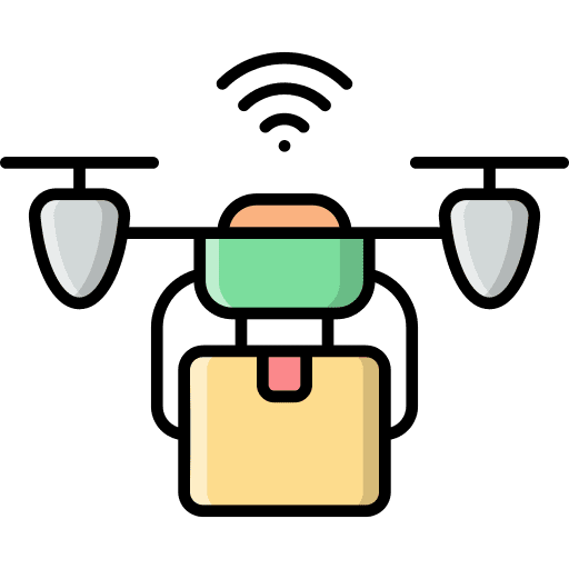 Drone delivery package electronics box icon