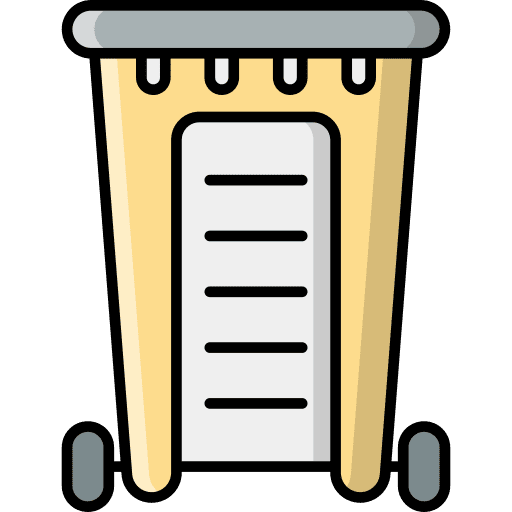 Waste recycle bin garbage wheels icon