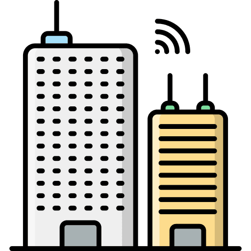 Smart city domotics building electronics icon