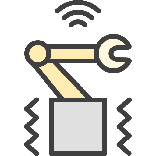 Robot hand industry vibration factory icon