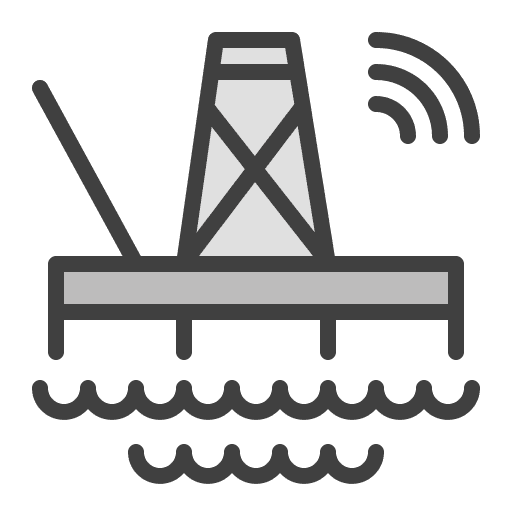 Oil platform drilling wi fi industry icon