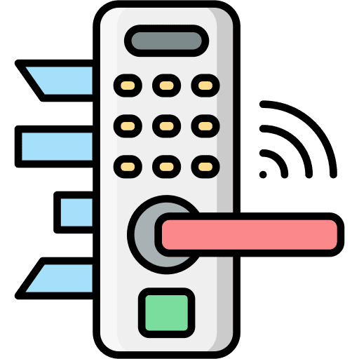 Smart door connection smart door electronics icon Smart door connection smart door electronics icon