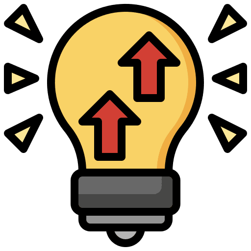 Light bulb ascending light bulb business and finance icon