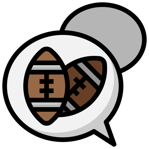 Speech bubble chatting speech bubble rugby ball icon