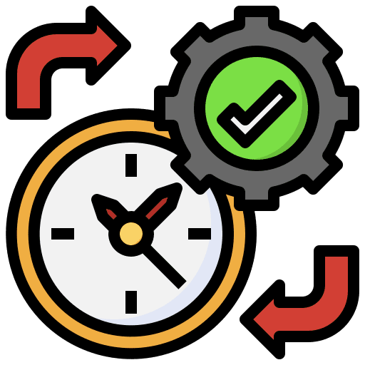 Management gear time and date cycle icon