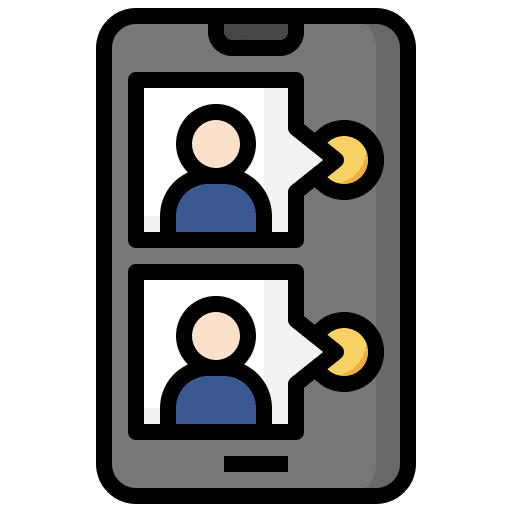 Video conference communications smartphone call icon Video conference communications smartphone call icon