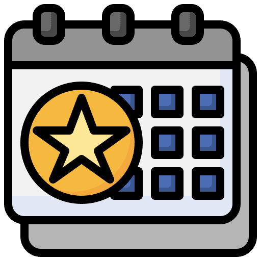 Calendar interface star time and date icon