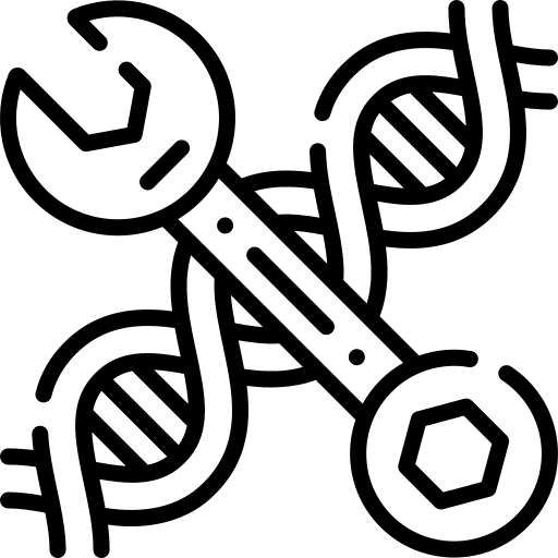 Genetic engineering spanner dna biology icon