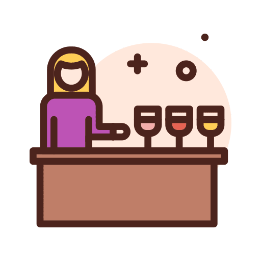 Wine tasting winery presentation table icon