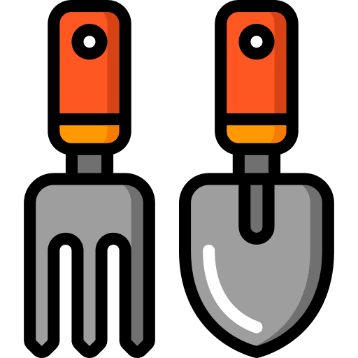 Gardening tools improvement shovel farming and gardening icon