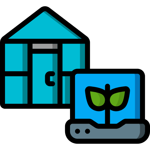 Greenhouse farming and gardening graph laptop icon
