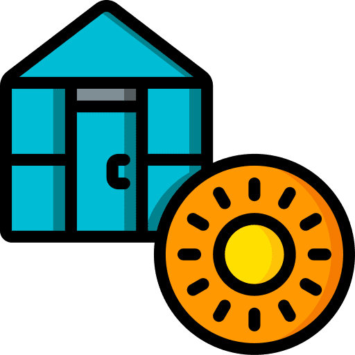 Greenhouse farming and gardening green house sunlight icon