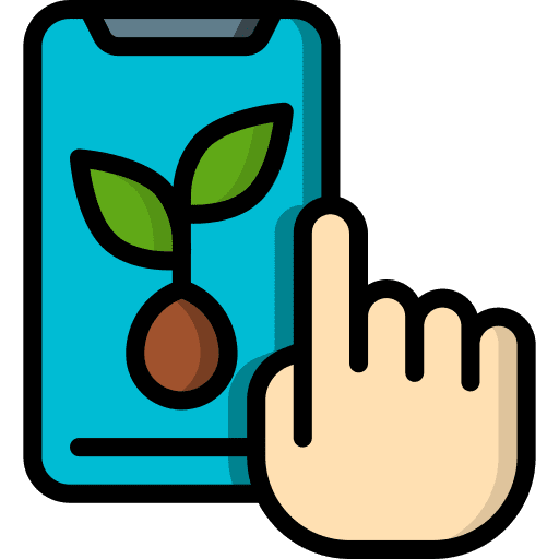 Smartphone hand gesture gardening farming and gardening icon