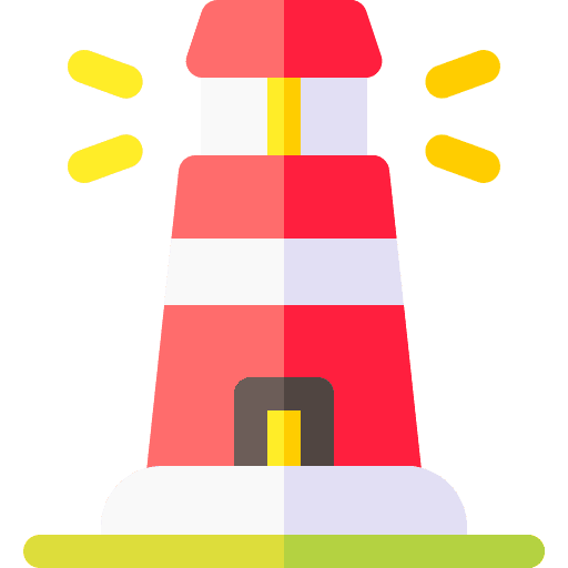 Lighthouse building illumination tower icon
