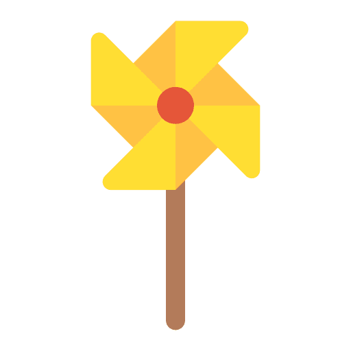 Pinwheel toy windmill kid and baby toy icon Pinwheel toy windmill kid and baby toy icon