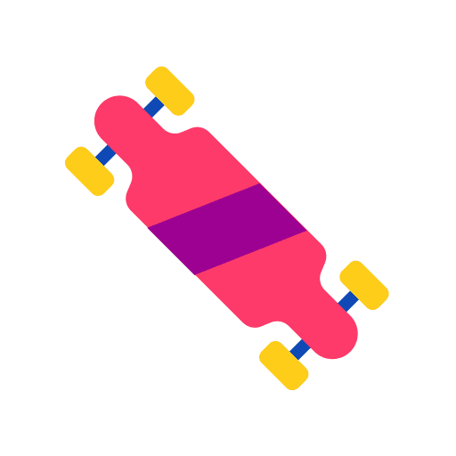 Longboard sports and competition skate transport icon