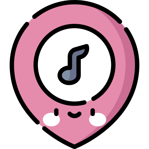 Location quaver music note music store icon