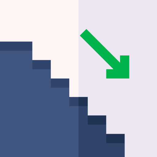 Stairs descending down arrow stairs icon Stairs descending down arrow stairs icon