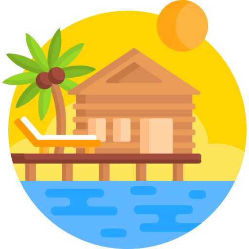 Resort holidays buildings beach hut icon