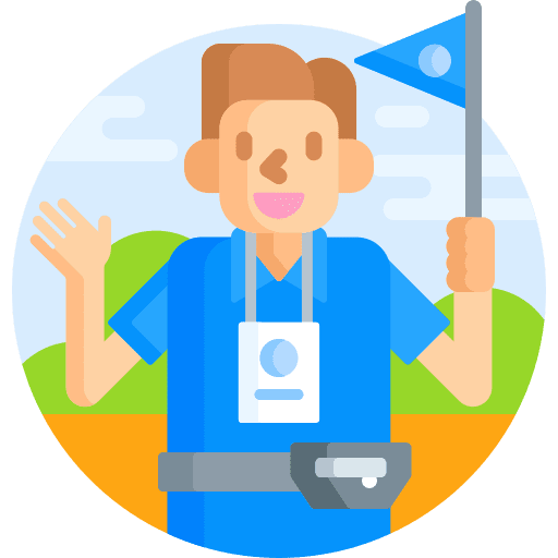 Tour guide travel man trip icon