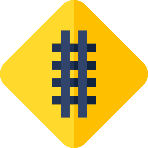 Traffic sign crossing railway caution icon Traffic sign crossing railway caution icon