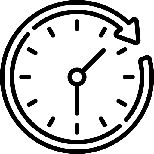 Clock time duration circular arrow icon