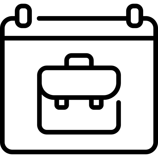 Working hours time and date business suitcase icon