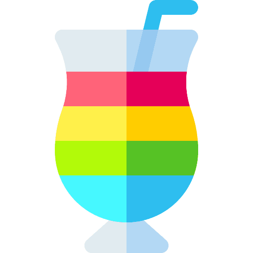 Rainbow food cocktails drink set icon Rainbow food cocktails drink set icon