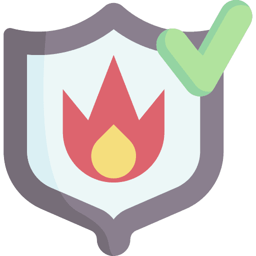 Fireproof flame fireproof security icon