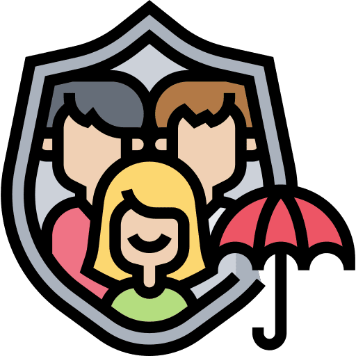 Life insurance protected shield family icon