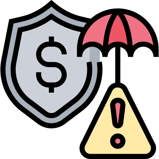 Risk management shield umbrella security icon Risk management shield umbrella security icon