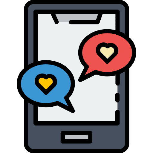 Reaction heart like smartphone icon Reaction heart like smartphone icon